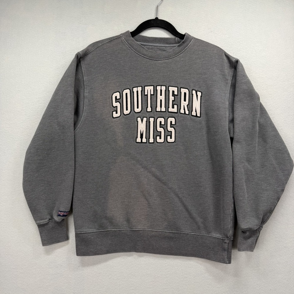 Southern Miss Sweatshirt Mens Small Gray Jansport Spellout Logo Fleece Faded